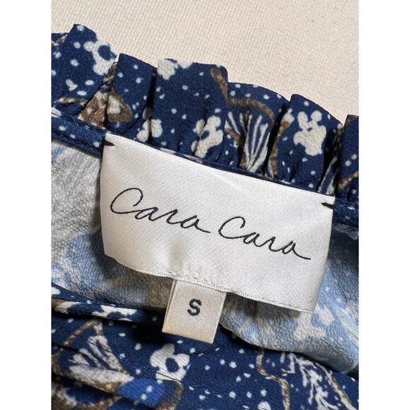 Cara Cara Tanglewood Dress Batik Navy Blue Midi Cinch Waist Long Sleeve Boho S - Picture 12 of 14